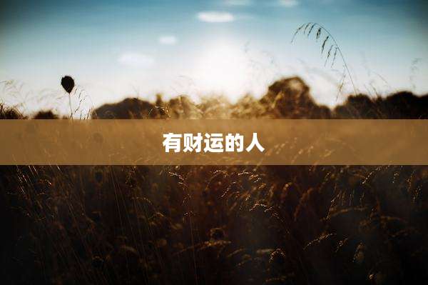 有财运的人