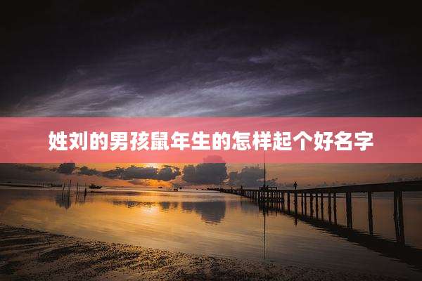 姓刘的男孩鼠年生的怎样起个好名字