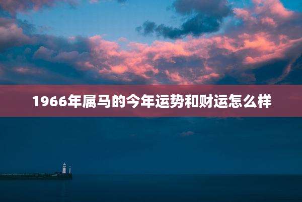 1966年属马的今年运势和财运怎么样