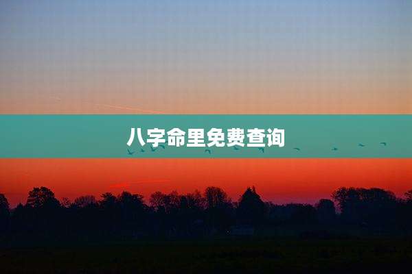 八字命里免费查询