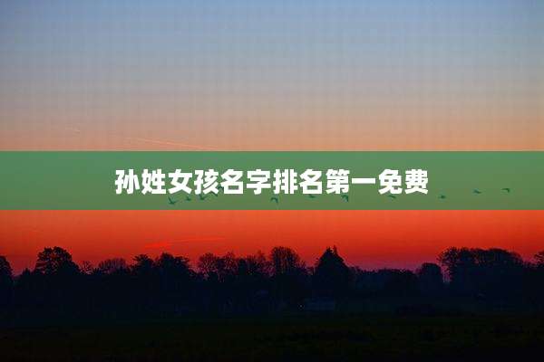 孙姓女孩名字排名第一免费