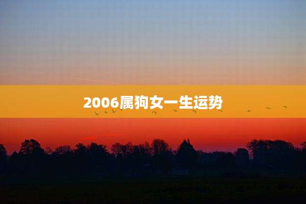 2006属狗女一生运势