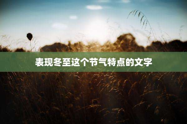 表现冬至这个节气特点的文字