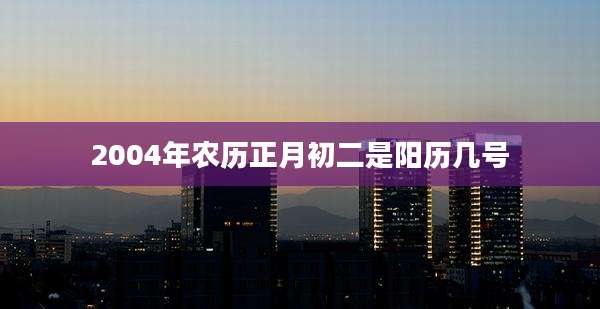 2004年农历正月初二是阳历几号