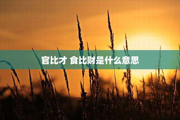 官比才 食比财是什么意思