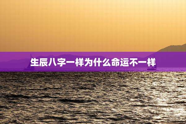 生辰八字一样为什么命运不一样