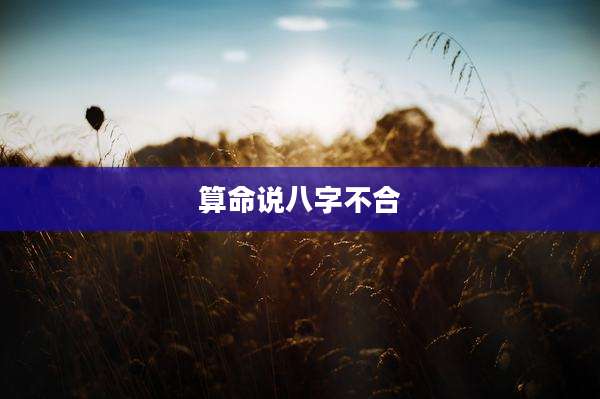算命说八字不合