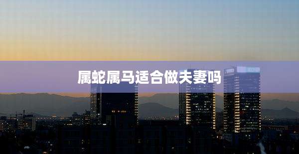属蛇属马适合做夫妻吗