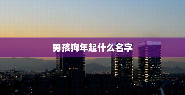 男孩狗年起什么名字