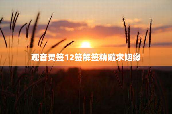 观音灵签12签解签精髓求姻缘