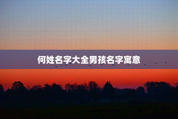 何姓名字大全男孩名字寓意