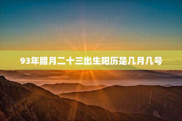 93年腊月二十三出生阳历是几月几号