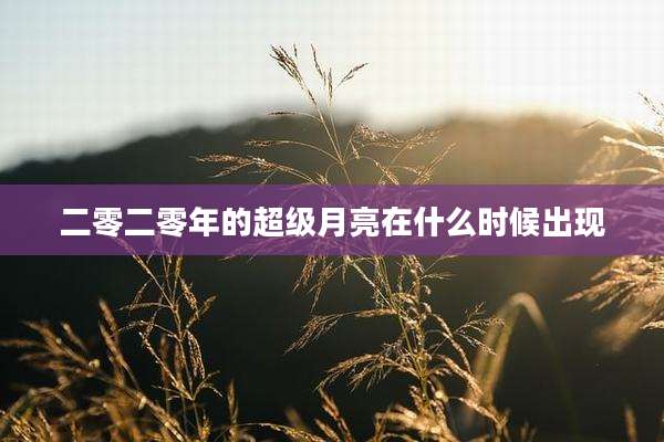 二零二零年的超级月亮在什么时候出现