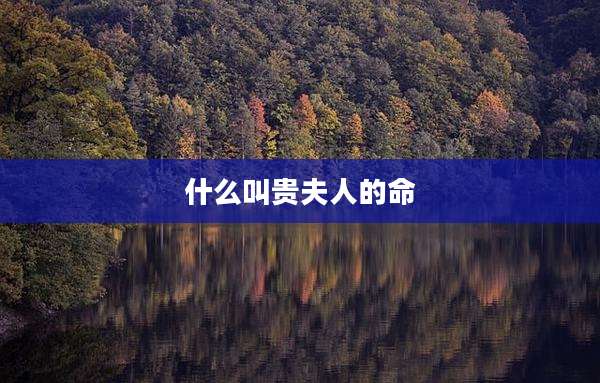 什么叫贵夫人的命