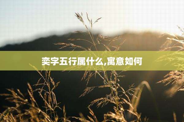 奕字五行属什么,寓意如何