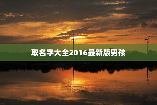 取名字大全2016最新版男孩