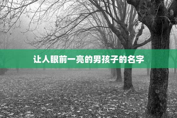 让人眼前一亮的男孩子的名字