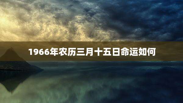 1966年农历三月十五日命运如何