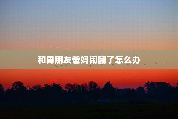和男朋友爸妈闹翻了怎么办