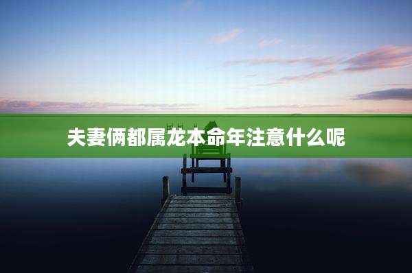 夫妻俩都属龙本命年注意什么呢