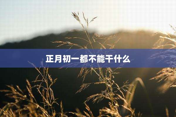 正月初一都不能干什么