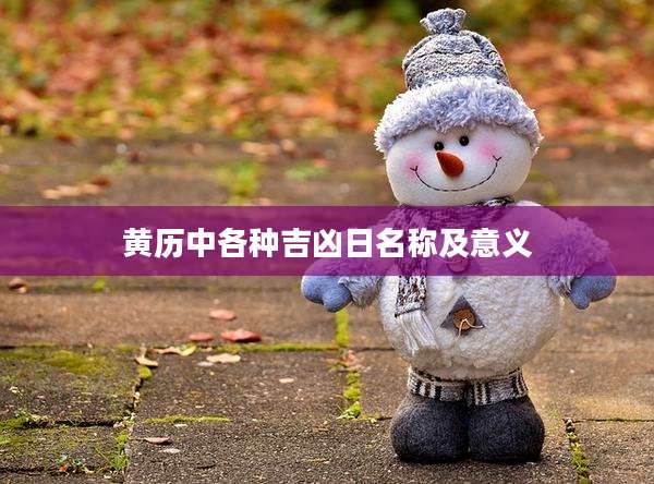 黄历中各种吉凶日名称及意义