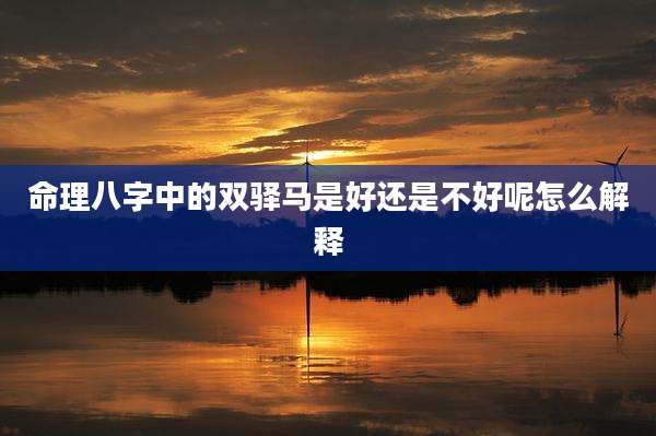 命理八字中的双驿马是好还是不好呢怎么解释