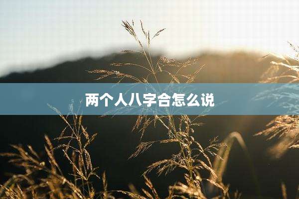 两个人八字合怎么说