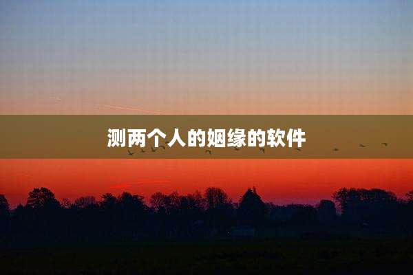 测两个人的姻缘的软件