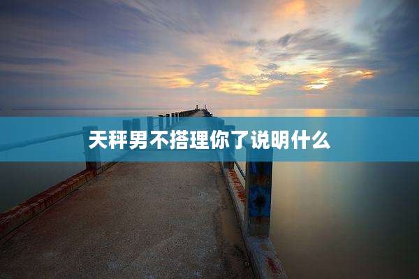 天秤男不搭理你了说明什么