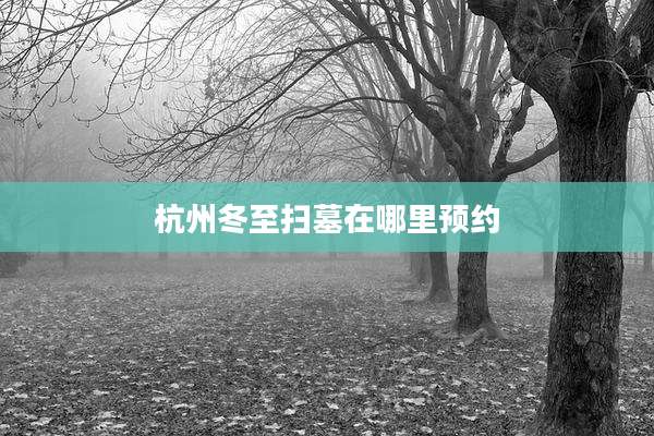 杭州冬至扫墓在哪里预约