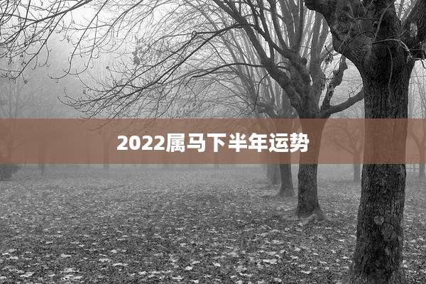 2022属马下半年运势