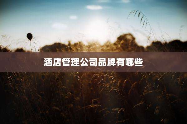 酒店管理公司品牌有哪些