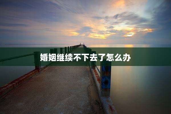 婚姻继续不下去了怎么办
