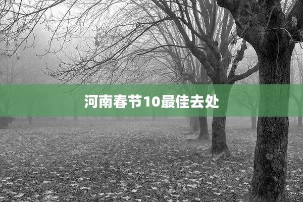 河南春节10最佳去处