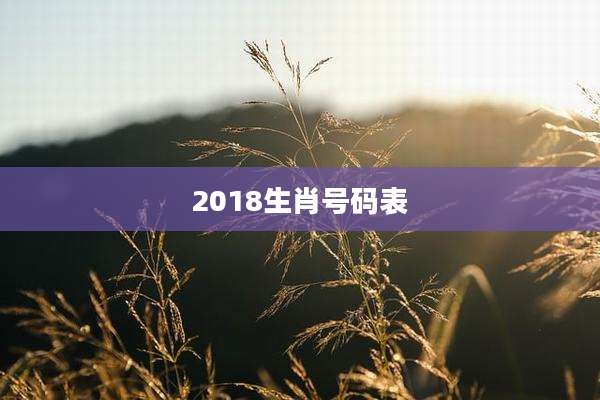 2018生肖号码表