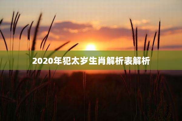 2020年犯太岁生肖解析表解析