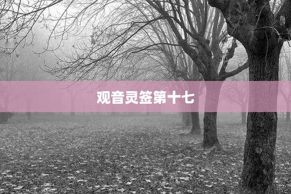观音灵签第十七