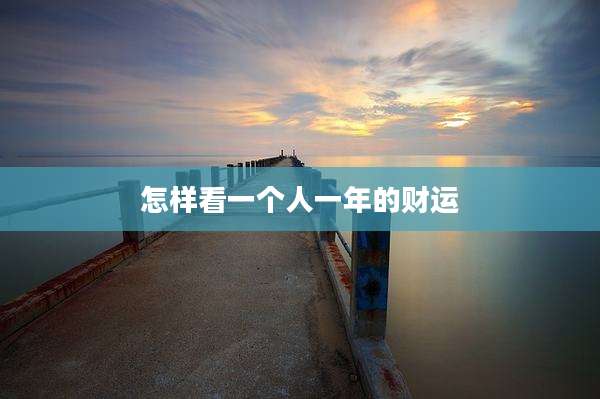怎样看一个人一年的财运