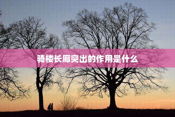 骑楼长廊突出的作用是什么