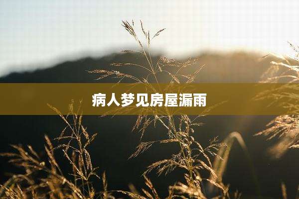 病人梦见房屋漏雨