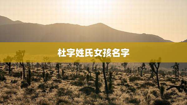 杜字姓氏女孩名字