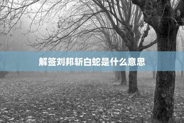 解签刘邦斩白蛇是什么意思