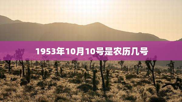 1953年10月10号是农历几号