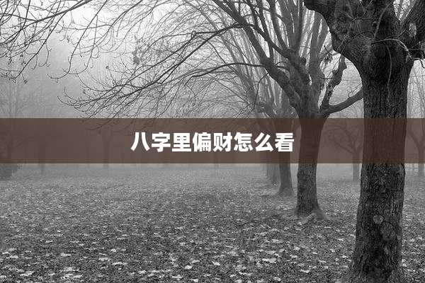 八字里偏财怎么看