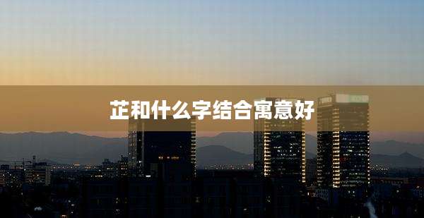 芷和什么字结合寓意好