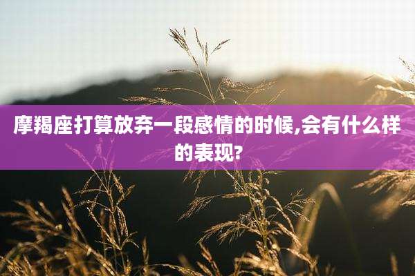 摩羯座打算放弃一段感情的时候,会有什么样的表现?