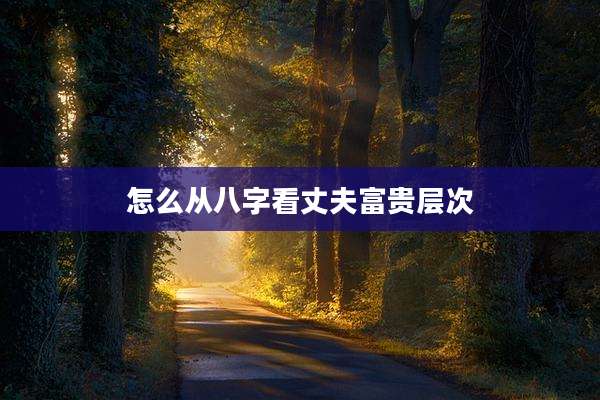 怎么从八字看丈夫富贵层次