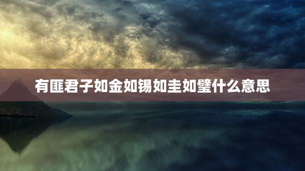 有匪君子如金如锡如圭如璧什么意思