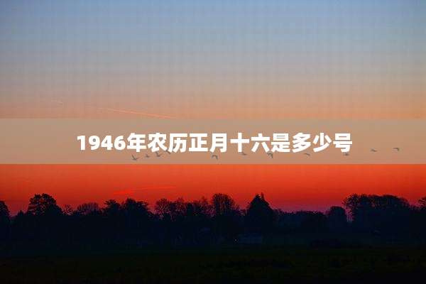 1946年农历正月十六是多少号